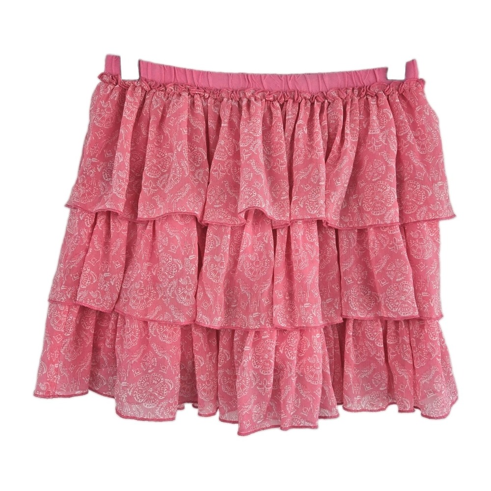 Abercrombie Kids Girls Pink Tiered Ruffle Skirt Size‎ XL 16 Lined Summer